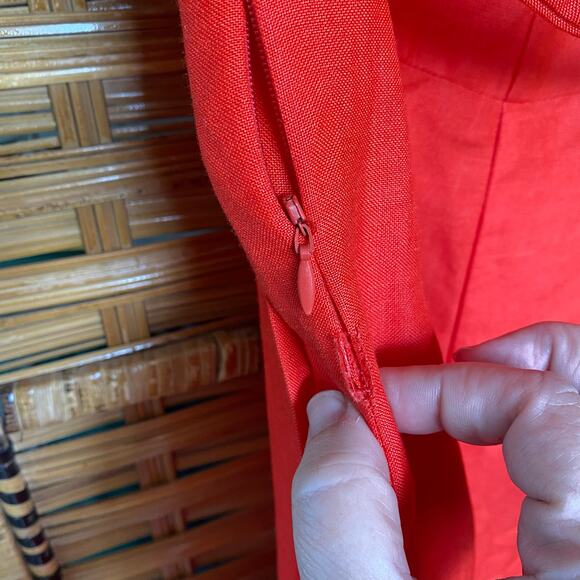 Line & Dot Red Strapless Linen Blend Wide Leg Jumpsuit Size S - Picture 6 of 9